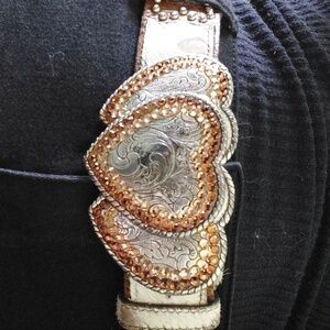 Streets Ahead Rhinestone Heart Buckle Pony Hair Medium